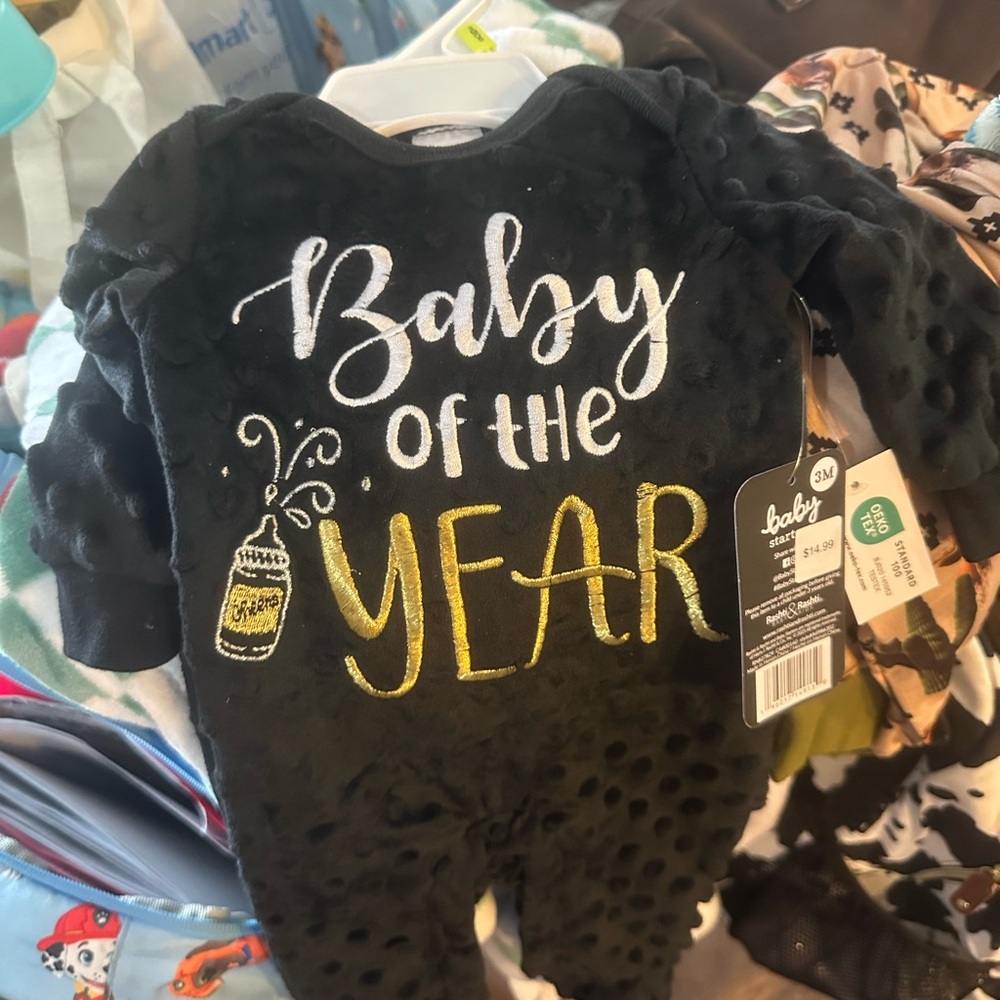 Baby Starters Black and Gold 'Baby of the Year' One Piece